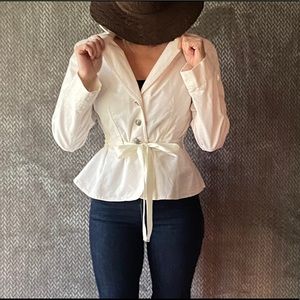Ann Taylor ivory Corduroy jacket with tie front 6